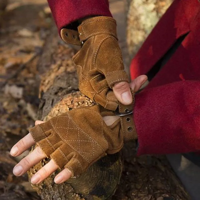 Epic Armoury Fingerlose Handschuhe Aus Wildleder, Braun 2 Epic Armoury Fingerlose Handschuhe Aus Wildleder, Braun – Bild 2