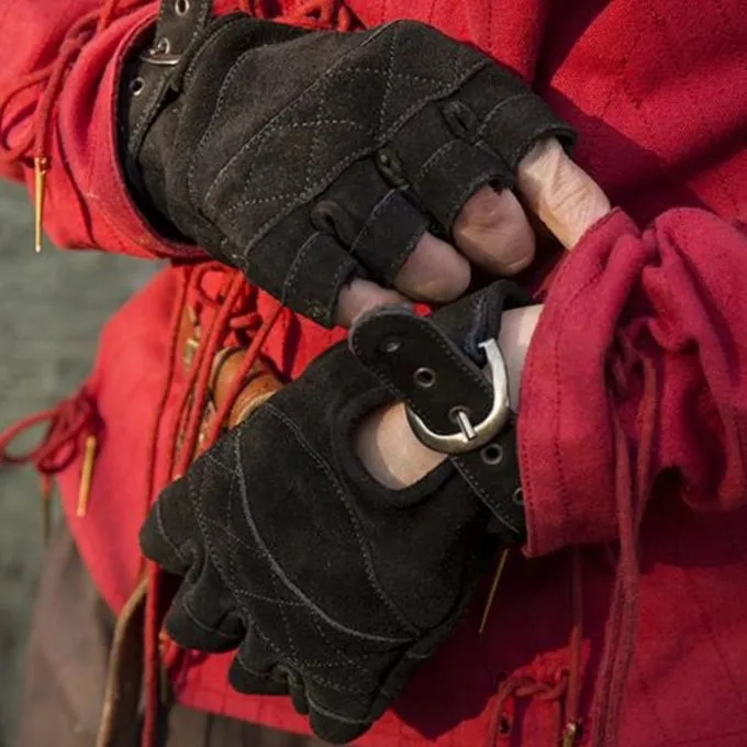 Epic Armoury Fingerlose Handschuhe Aus Wildleder, Schwarz 3 Epic Armoury Fingerlose Handschuhe Aus Wildleder, Schwarz – Bild 3