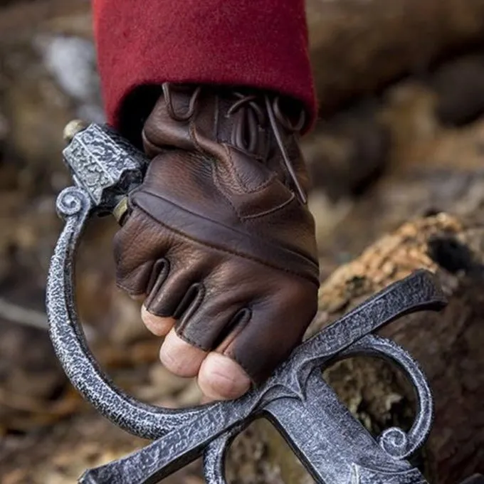 Epic Armoury Fingerlose Handschuhe Mit Schnürsenkeln, Braun 5 Epic Armoury Fingerlose Handschuhe Mit Schnürsenkeln, Braun – Bild 5