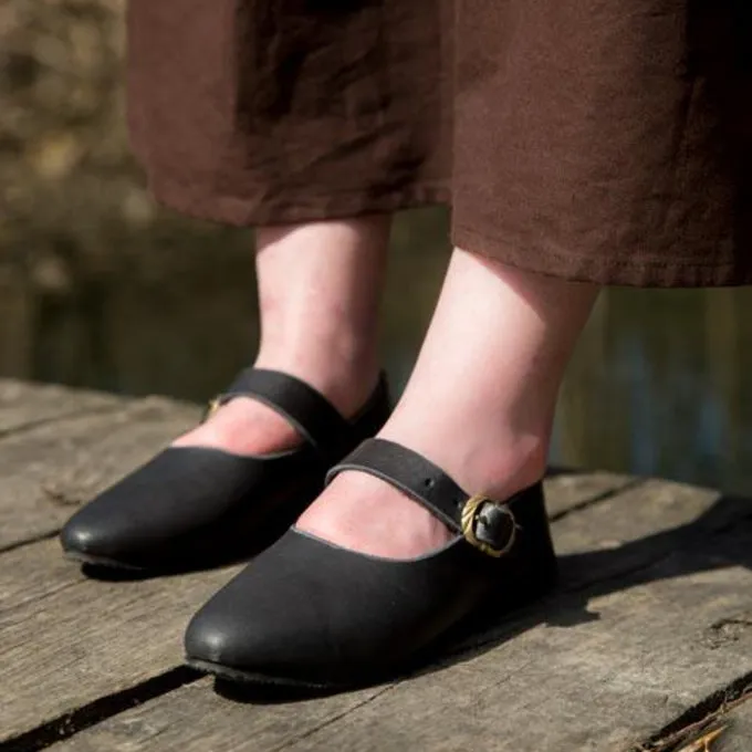 Epic Armoury Mittelalterliche Damenschuhe Astrid, Schwarz 2 Epic Armoury Mittelalterliche Damenschuhe Astrid, Schwarz – Bild 2