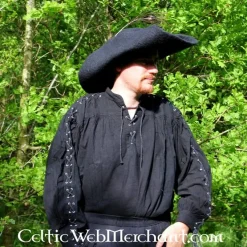 Leonardo Carbone Piratenhemd Mit Schnürung, Schwarz