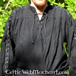 Leonardo Carbone Piratenhemd Mit Schnürung, Schwarz -Schuhe & Stiefel Verkaufsladen piratenhemd mit schnuerung schwarz 3