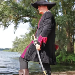 Leonardo Carbone Piratenmantel Samt, Schwarz-rot -Schuhe & Stiefel Verkaufsladen piratenmantel samt schwarz rot 3