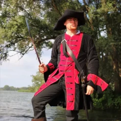 Leonardo Carbone Piratenmantel Samt, Schwarz-rot -Schuhe & Stiefel Verkaufsladen piratenmantel samt schwarz rot 5